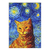 Placa Decorativa A4 Gato Pintura Estilo Van Gogh Noite Estrelada