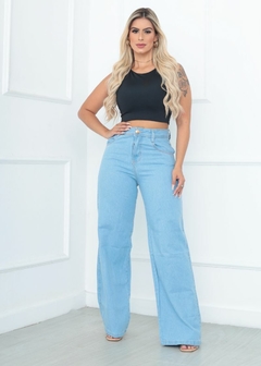 Calça Jeans Feminina Wide Leg Premium Casual na internet