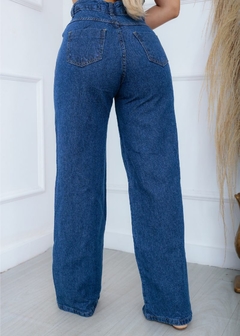 Calça Jeans Feminina Wide Leg Moderna Casual Acinturada na internet