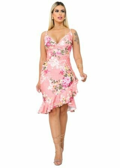 Vestido Floral Com Bojo Curto Com Babado - Boutelle