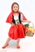 Fantasia Vestido Chapeuzinho Vermelho Infantil Festa Luxo Com Capuz