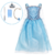 Fantasia Vestido Frozen Azul Infantil Festa Luxo Capa e Acessórios
