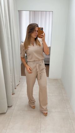 Conjunto Calça com faixa e Blusa viscolinho