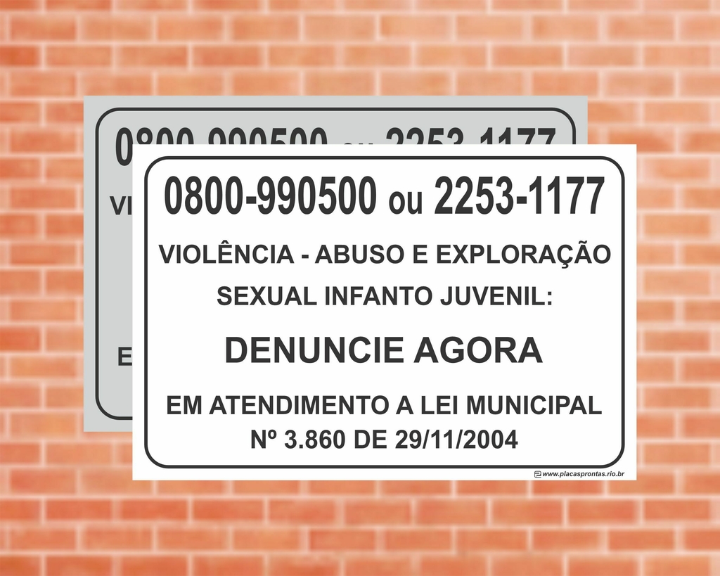 Placa de Sinalização para Elevador Abuso Sexual INFANTO JUVENIL LEI