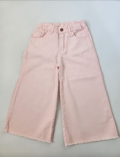 Pantalon Nena Ancho Gabardina Desflecado (Rosa)