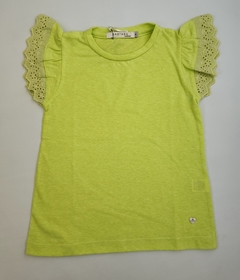 Remera Nena MC Jersey con Volados Broderie (Verde Lima)