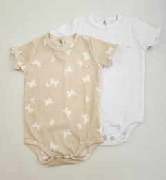 Body Beba MC Pack x 2 Morley Mariposas (Beige - Blanco)