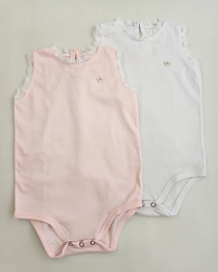 Body Beba Musculosa pack x2 Puntilla (Rosa - Blanco)