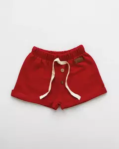 Pantalón Bebe Short Rústico Botones (Rojo)