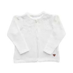 Cardigan Beba Cloe con Corazones Calados (Crudo)