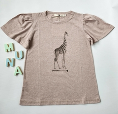 Remera Nena Manga Corta Jirafa (Beige)