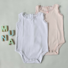 Body Beba Musculosa pack x2 Puntilla (Rosa)