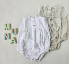 Body Beba Musculosa pack x2 Puntilla con Funces (Gris-Blanco)