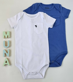 Body Bebe MC Pack x2 Dionisio - bolsillo (Azul - Blanco)