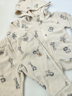 Conjunto BB Towel Animales UNISEX: Campera + Babucha (Beige)