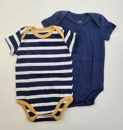 Body Bebe MC Pack x2 Rayado (Azul)