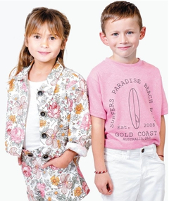 Camisaco Nena Gabardina Flores (Blanco) - comprar online