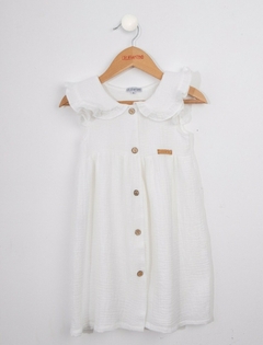 Vestido Nena MC Cotton Volado Cuello (Blanco)