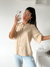 Camisa lino spandex manga globo 3/4 Ferrugem - comprar online
