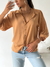 Camisa lino spandex manga globo 3/4 Ferrugem - tienda online