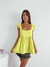 Blusa lino sastrero escote cuadrado, frunces y breteles con volados Kassia - comprar online