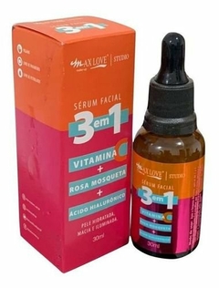 Sérum Facial 3 em 1 Vitamina + C Rosa Mosqueta + Ácido Hialurônico