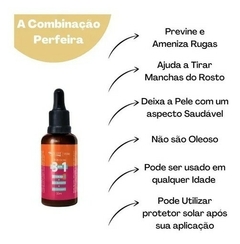 Sérum Facial 3 em 1 Vitamina + C Rosa Mosqueta + Ácido Hialurônico - comprar online