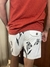 Short Linho Off-White Flores Pretas Boske - comprar online