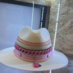 SOMBRERO DECORADO ROSA