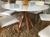 Conj Mesa de Jantar Redonda 1,30m Tampo com Vidro 4mm Off White Base em Madeira e 6 Cadeiras GUIRÁ - VEGAS - comprar online