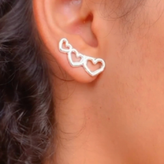 Brinco Earcuff Folheado à Prata ou Ouro Coração Estrela - Mix Acessórios