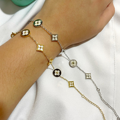 Pulseira LV Florzinhas Dourado ou Prata em Aço Inoxidável