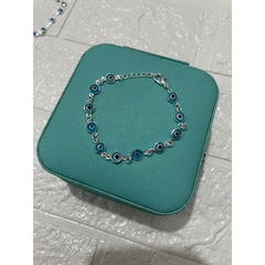 Pulseira Folheada à Prata 925 Olho Grego Azul, Branco ou Colorido na internet