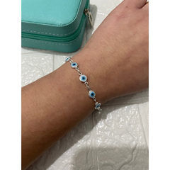 Pulseira Folheada à Prata 925 Olho Grego Azul, Branco ou Colorido na internet