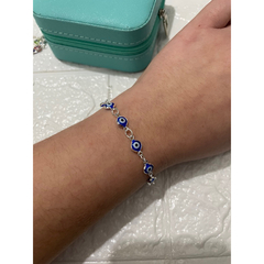 Pulseira Folheada à Prata 925 Olho Grego Azul, Branco ou Colorido - comprar online