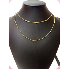 Colar Feminino Duplo Folheado à Ouro Dourado - loja online