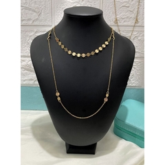 Colar Feminino Duplo Folheado à Ouro Dourado