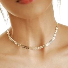 Colar Choker Escama Folheado Feminino - loja online