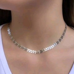 Colar Choker Escama Folheado Feminino