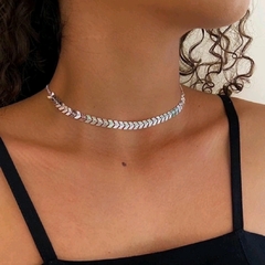 Colar Choker Escama Folheado Feminino - Mix Acessórios