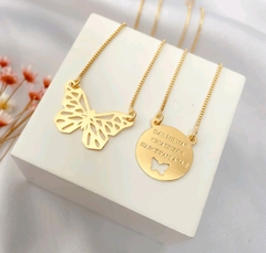 Colar Feminino Duplo Folheado à Ouro Dourado - Mix Acessórios