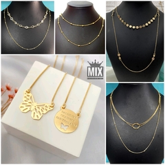 Colar Feminino Duplo Folheado à Ouro Dourado