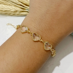 Pulseira Feminina Folheada à Ouro Coração Folha Nó - comprar online