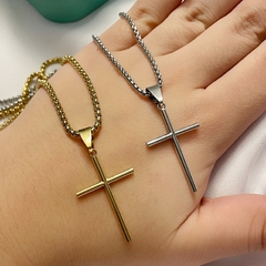 Corrente Crucifixo em Aço Inoxidável ou Banhada Ouro 18k - Mix Acessórios