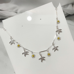 Choker Folheada à Prata Margaridas Coração - comprar online