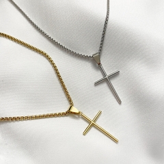 Corrente Crucifixo em Aço Inoxidável ou Banhada Ouro 18k