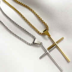 Corrente Crucifixo em Aço Inoxidável ou Banhada Ouro 18k na internet