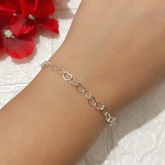 Pulseira Feminina Folheada à Prata Laminada Bolinha