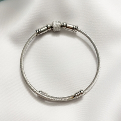 Bracelete Argolas de Strass em Aço Inoxidável