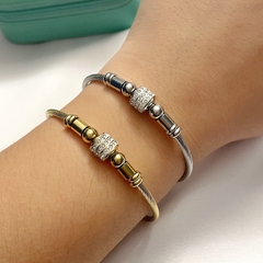 Bracelete Argolas de Strass em Aço Inoxidável